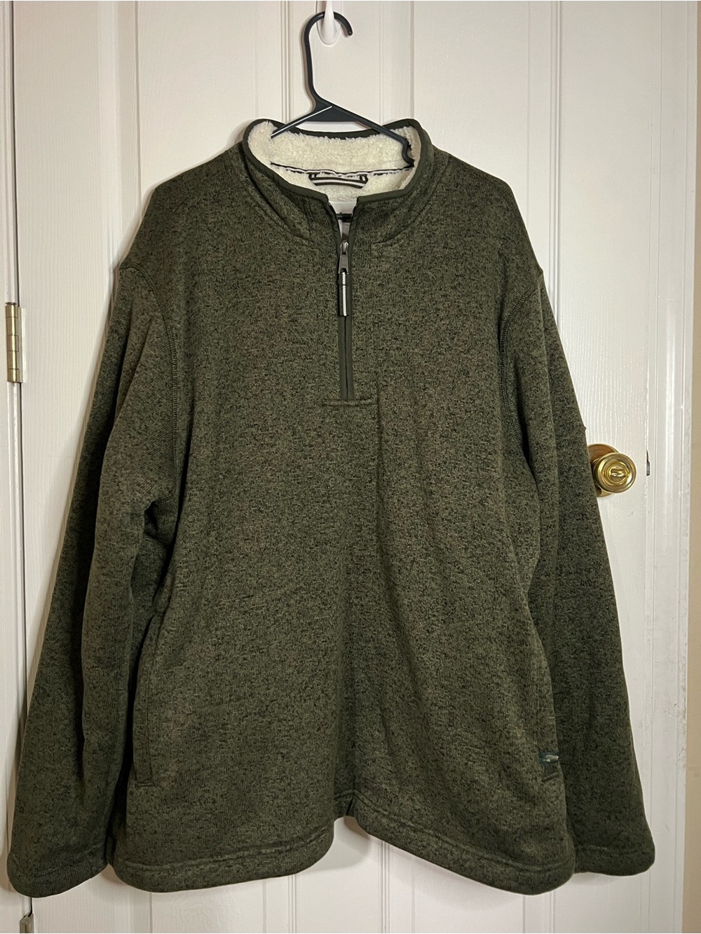 ORVIS Men’s Brighton 1/4 Zip Sherpa-Lined Pullover XXL Olive Green